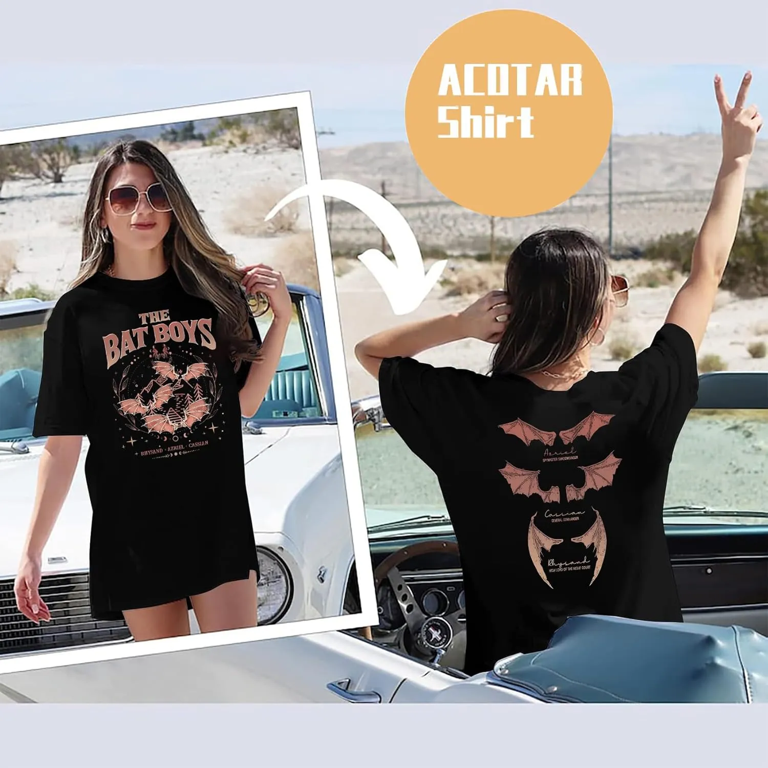 Acotar Velaris Shirts Women Oversized Vintage Book Tshirt The Night Court T-Shirt Bat Boys Graphic Tee Tops