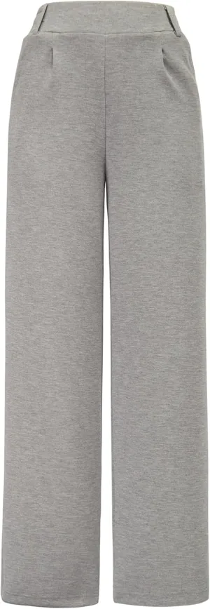 AFITNE Womens Wide Leg Work Pants High Waist Pull On Dress Pants Elastic Waistband Casual Slacks with Thick Fabric