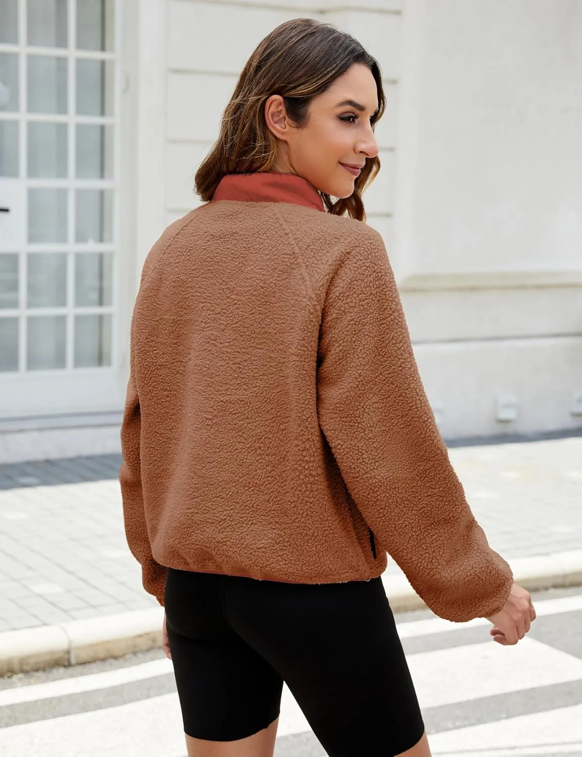 AMEBELLE Women’s Lightweight Fleece Pullover Jacket Cropped Fall Winter Fuzzy Sherpa Jacket Sweatshirt Coat with Pockets