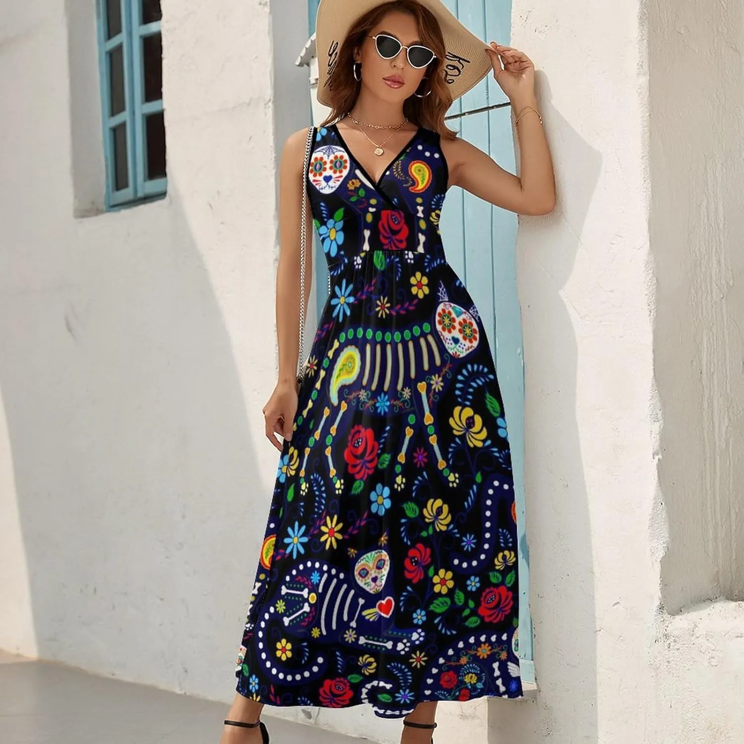 AMRANDOM Women's Sleeveless Casual T Shirt Dress for Women Flowy Tunic Dress