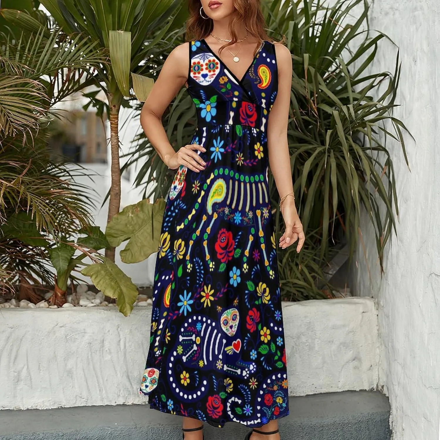 AMRANDOM Women's Sleeveless Casual T Shirt Dress for Women Flowy Tunic Dress