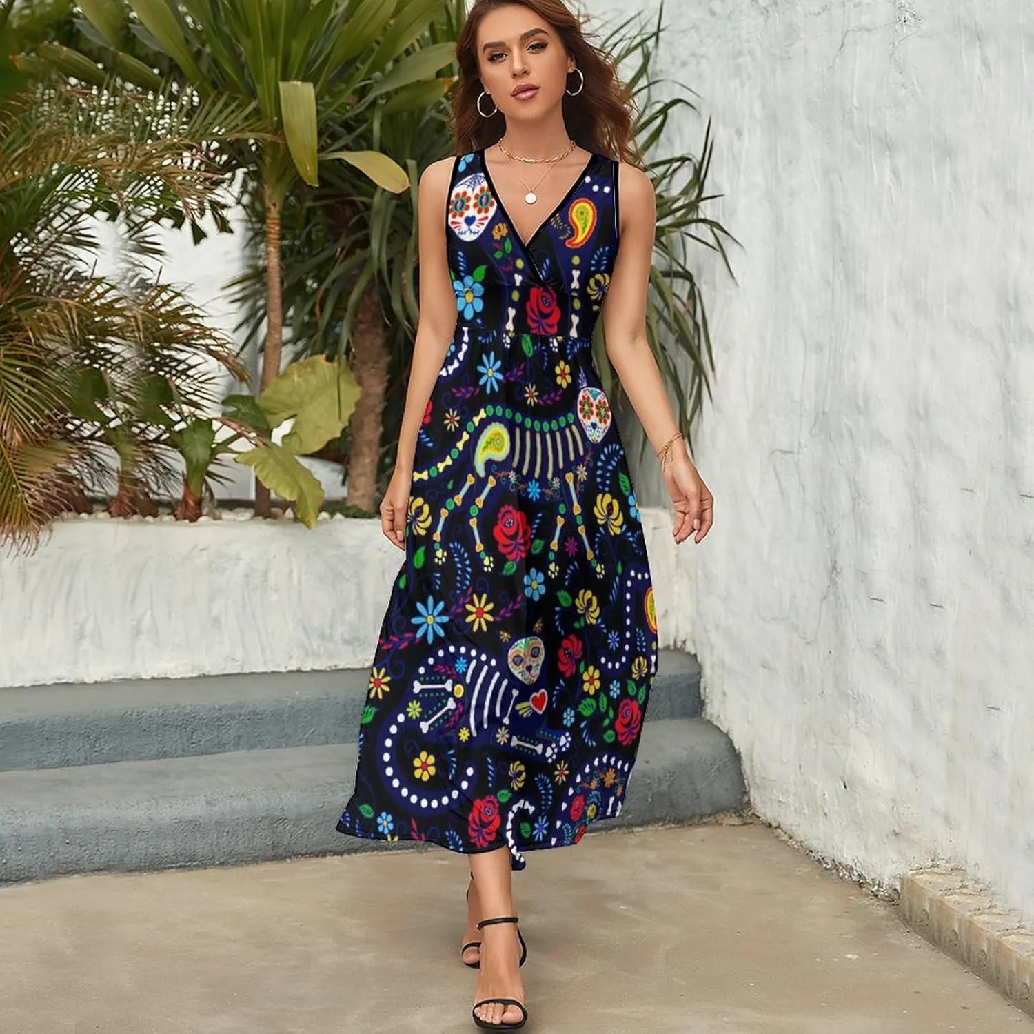 AMRANDOM Women's Sleeveless Casual T Shirt Dress for Women Flowy Tunic Dress