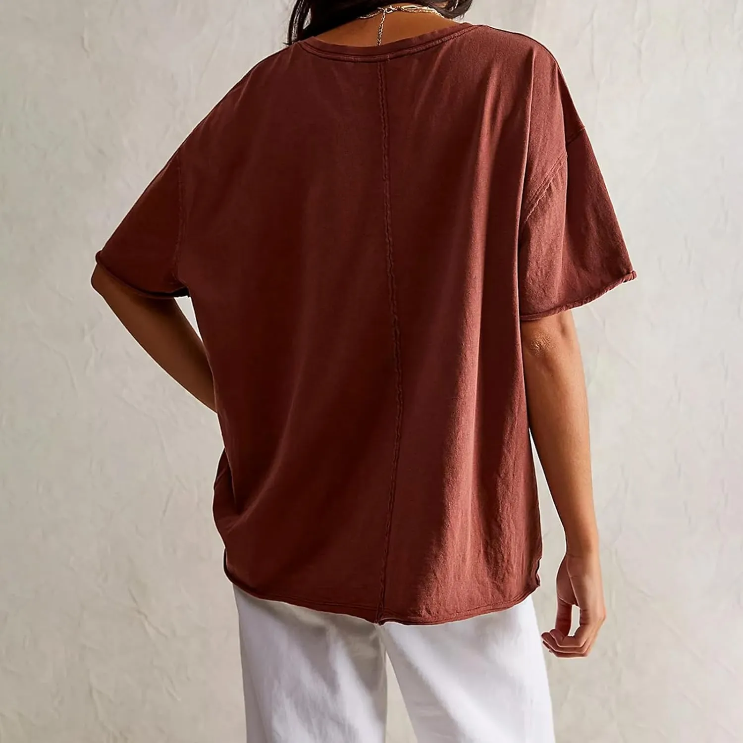 Aonoapll Women Y2k Basic Oversized T Shirts Casual Loose Fit Crewneck Short Sleeve Tops Summer Going Out Solid Tees