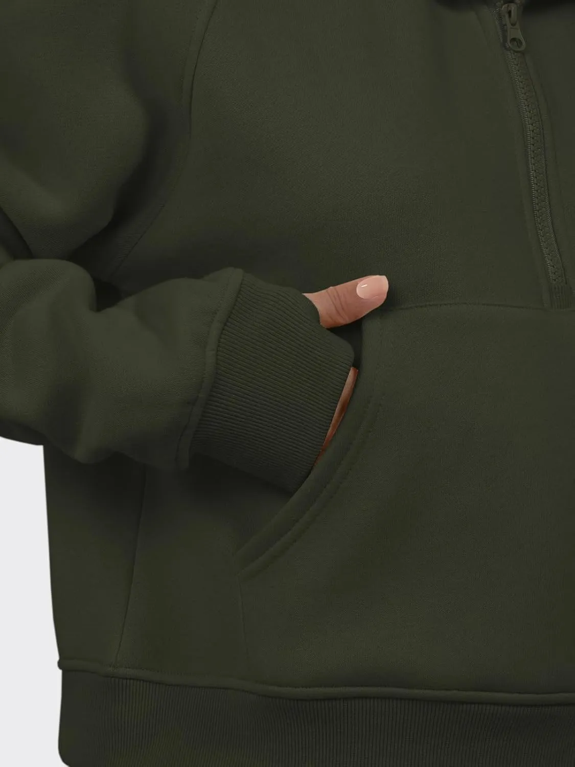 ATHMILE Sweatshirts For Women Cropped Hoodies Half Zip Fleece Pullover Winter Clothes Quarter Zip Up 2023 Outfits Sweater
