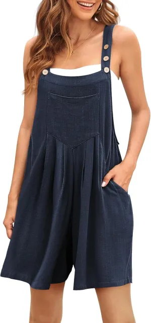 AUTOMET Women's Summer Jumpsuits Short Overalls Casual Rompers Beach Fashion Vacation Ouitfits Sleeveless Jumpers 2025