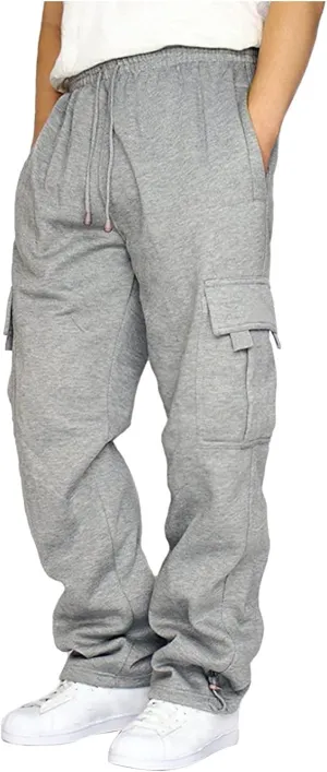 Aymnlox Mens Stylish Casual Pants Relaxed Fit Drawstring Elastic Waist Sweatpants Outdoor Workout Jogger Pants with Pockets