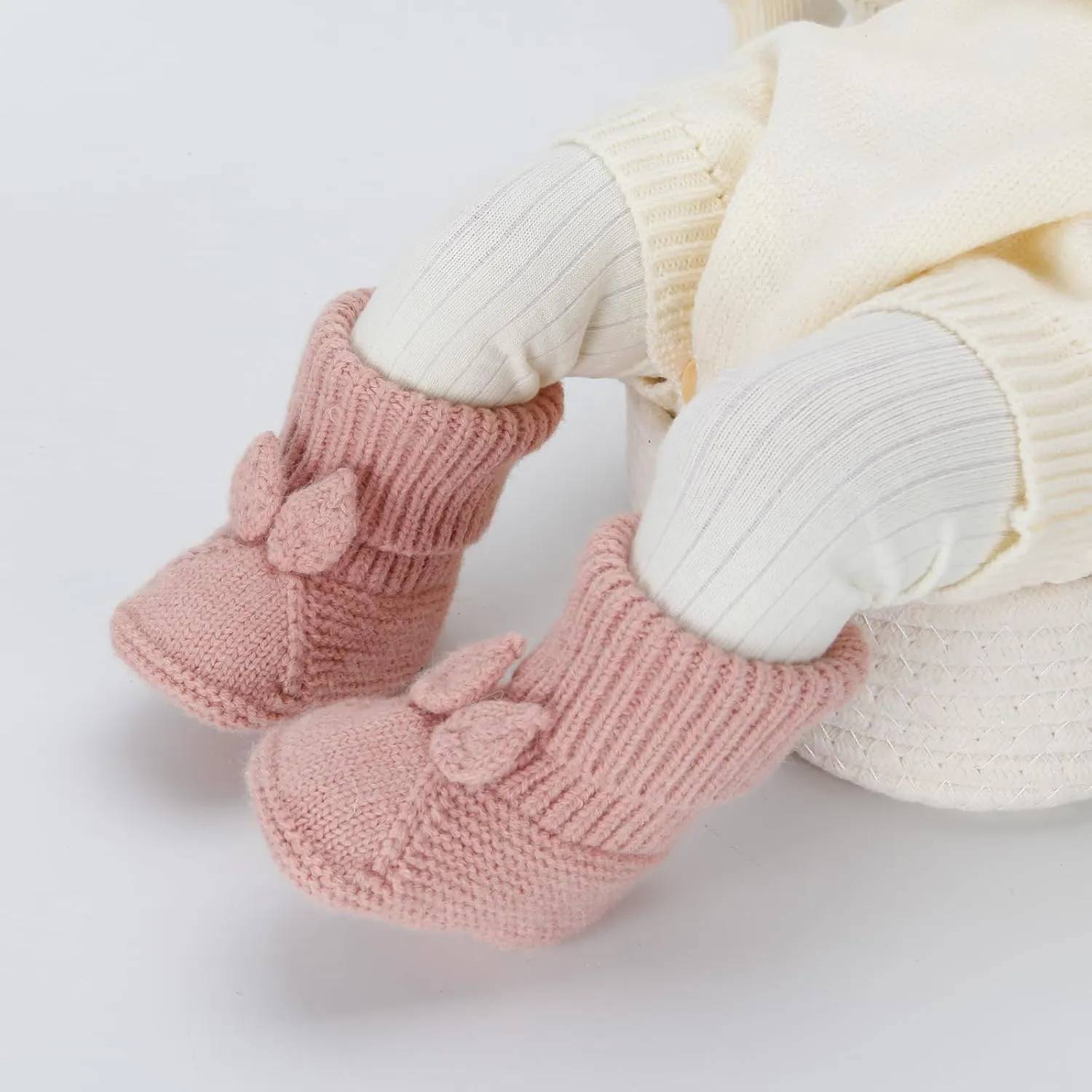 Baby Booties Newborn Babe First Walkers Knit Boots Warm Knit Crib Shoes Crochet Soft Infant Sock for Boy Girl