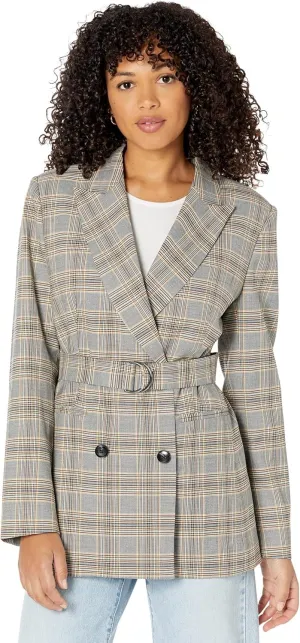 BCBGMAXAZRIA Women's Relaxed Double Breasted Blazer Long Sleeve Button Front Peak Lapel Jacket