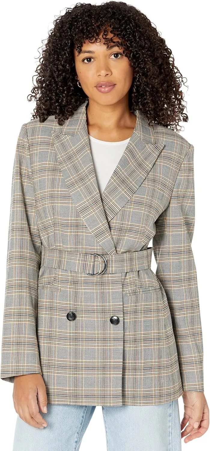 BCBGMAXAZRIA Women's Relaxed Double Breasted Blazer Long Sleeve Button Front Peak Lapel Jacket