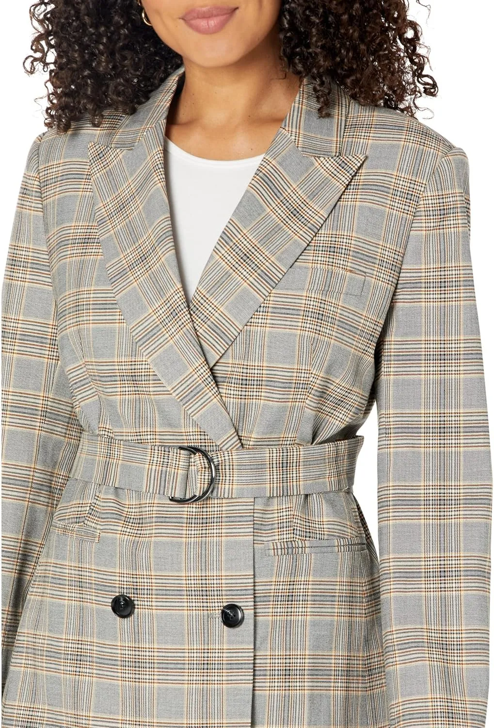 BCBGMAXAZRIA Women's Relaxed Double Breasted Blazer Long Sleeve Button Front Peak Lapel Jacket