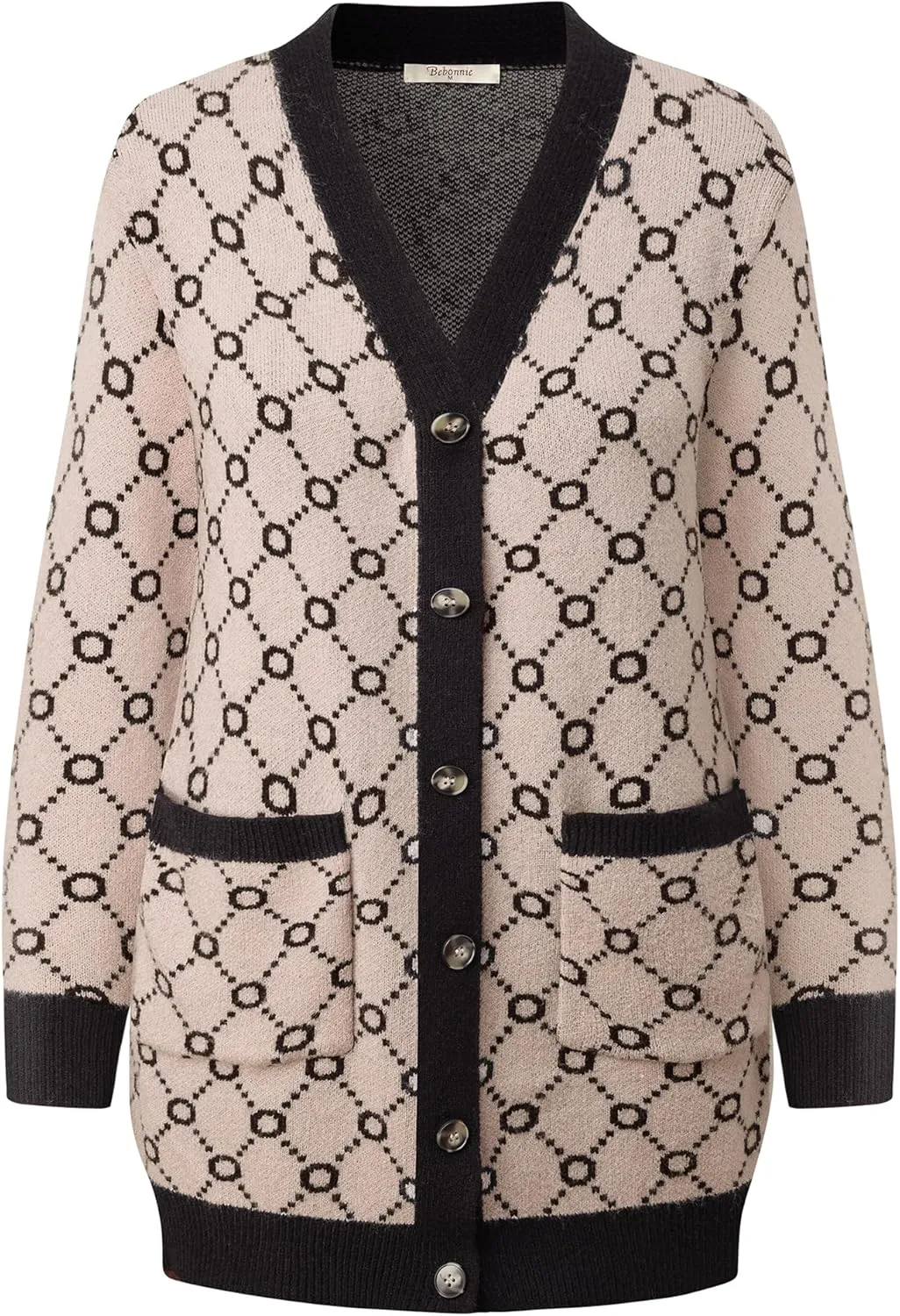 Bebonnie Women's Cozy Knit Long Sleeve Open Front Buttons Cardigan Sweater Outerwears Coats with Pocket