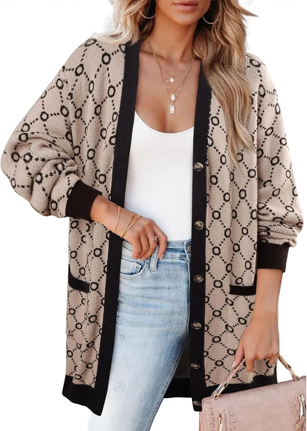 Bebonnie Women's Cozy Knit Long Sleeve Open Front Buttons Cardigan Sweater Outerwears Coats with Pocket
