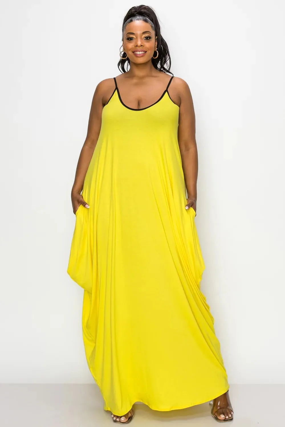 BFFBABY Women's Casual Maxi Dress Sleeveless Tie Dye Spaghetti Strap Summer Plus Size Swing Sundress with Pockets