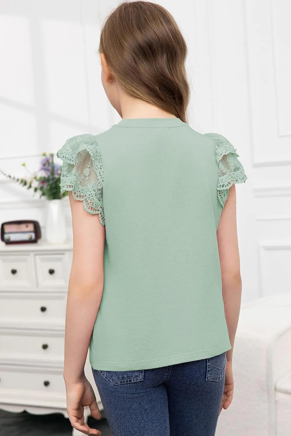 blibean Teen Girls Tshirt Cotton Flowy Short Sleeve Button Tops Size 6-15 Years