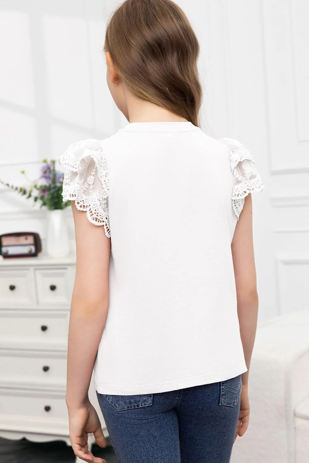 blibean Teen Girls Tshirt Cotton Flowy Short Sleeve Button Tops Size 6-15 Years
