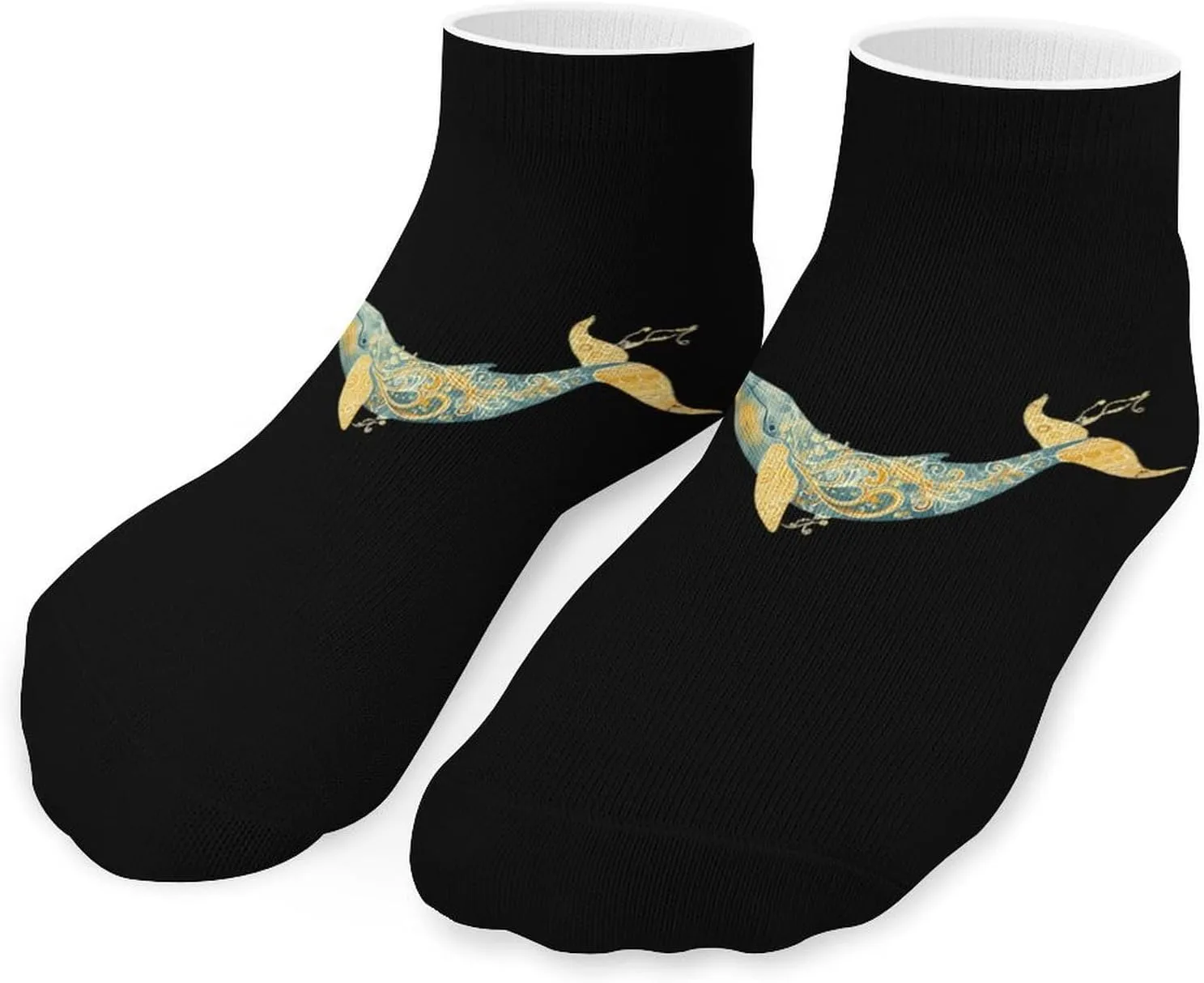 Blue Whale Ocean Cute Ankle Socks 1 Pairs Low Cut No Show Sock Breathable Stocking for Men Women
