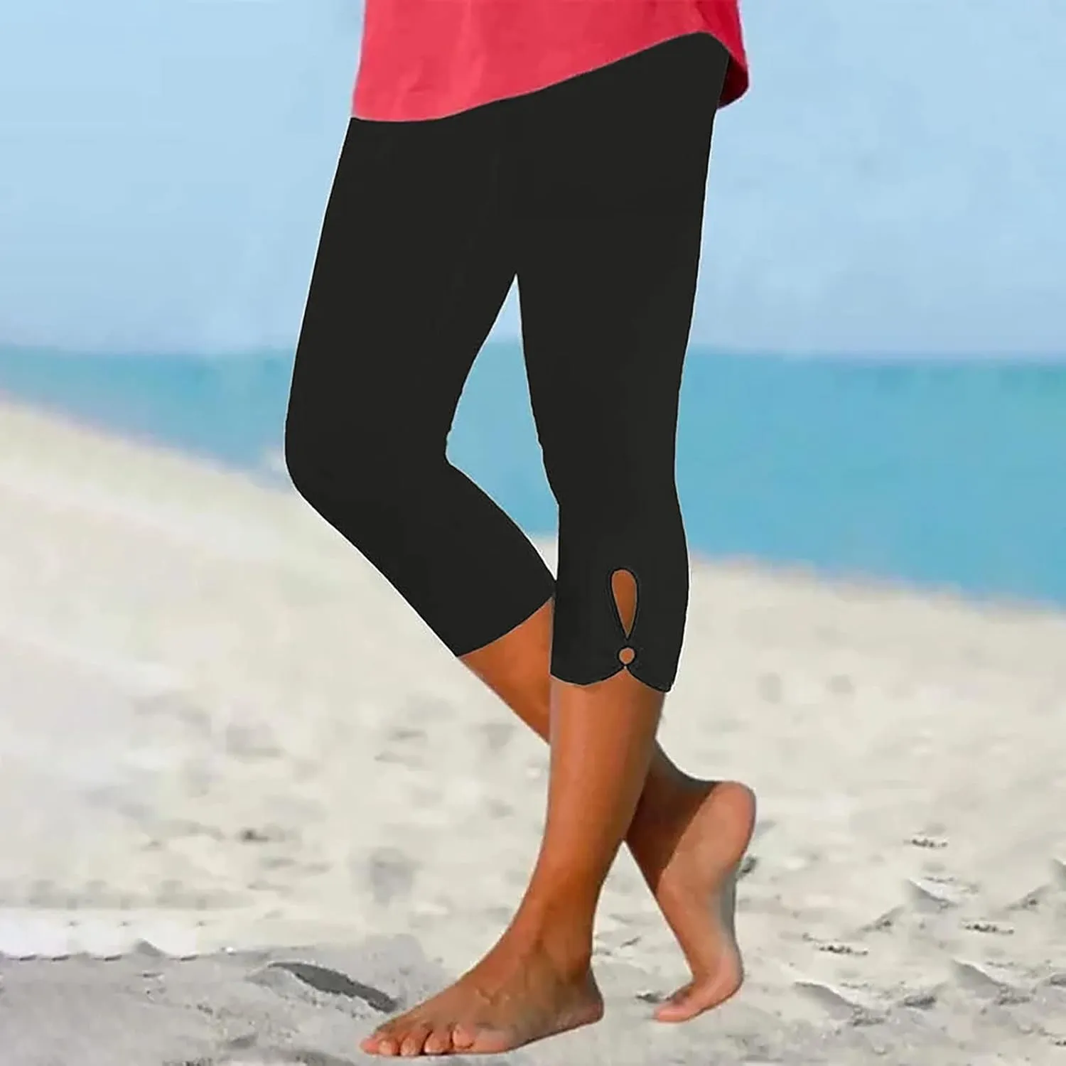 BOXIACEY Capri Leggings for Women 2025 High Waisted Yoga Capris Stretch Knee Length Leggings Cutout Workout Leggings