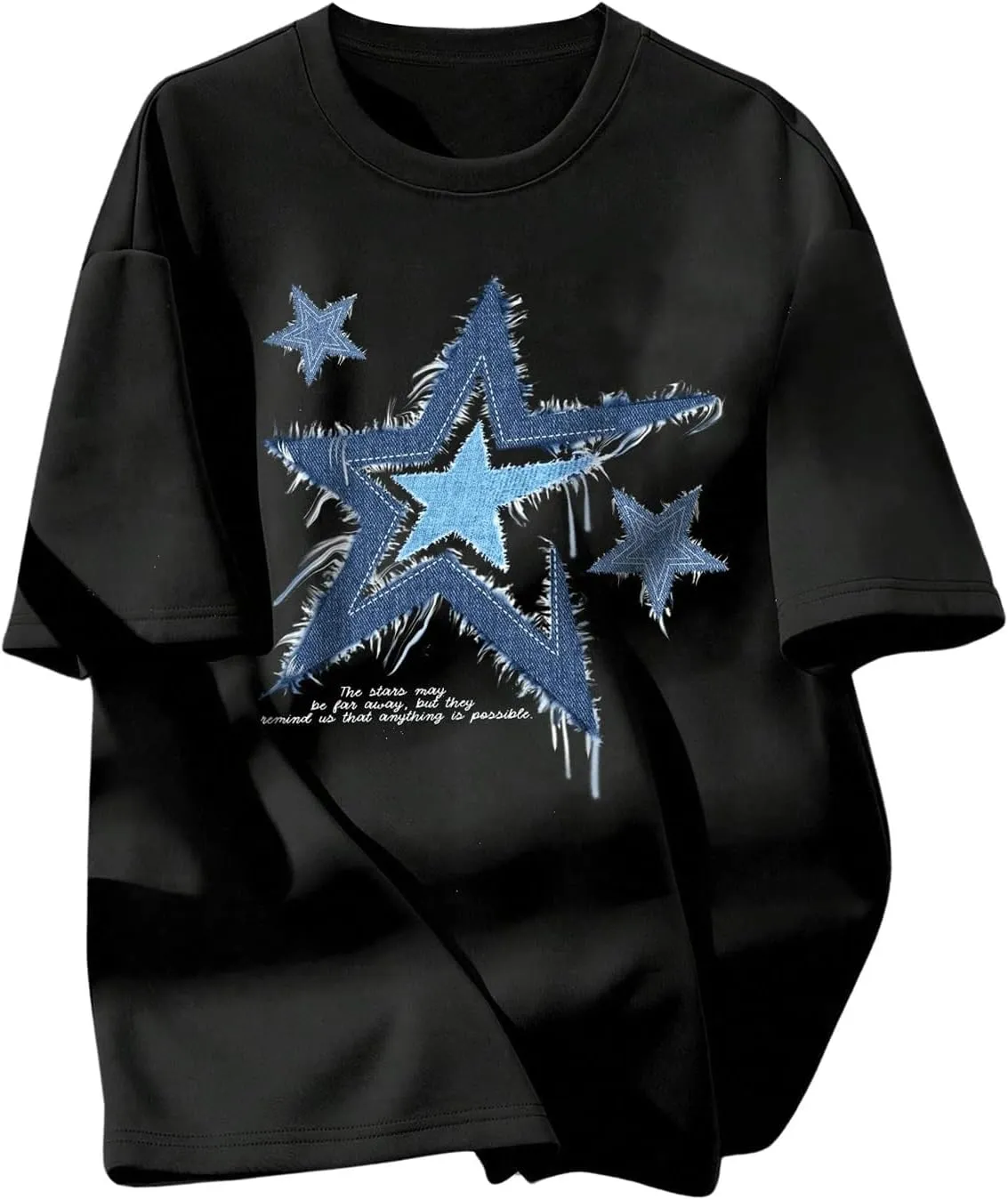 Boy's Casual Tropical Star Letter Print T Shirt Short Sleeve Crew Neck Drop Shoulder Tee Tops