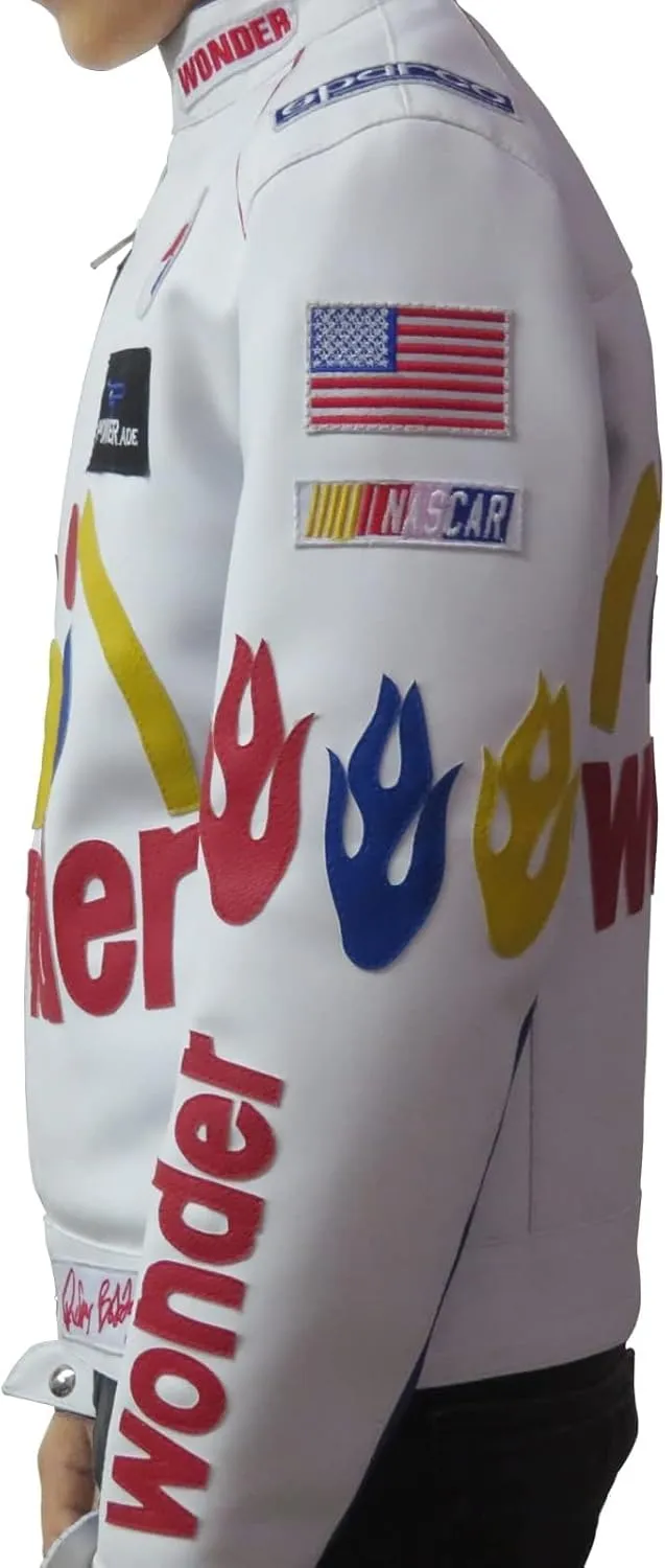 Boy's Ricky Bobby Wonder Halloween Motorcycle Faux Leather Jacket - Ricky Bobby Wonder Moto Biker Faux Jacket
