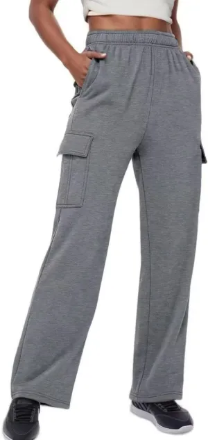 Cargo Sweatpants Women Oversized Wide Leg Fleece Elastic High Waist Lounge Pant Athletic Lounge Trousers with Pockets