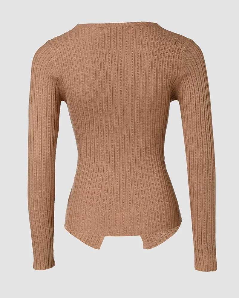 Chic Me Womens Knit Sweaters Long Sleeve Pullover Rhinestone Decor Criss Cross Knit Sweater