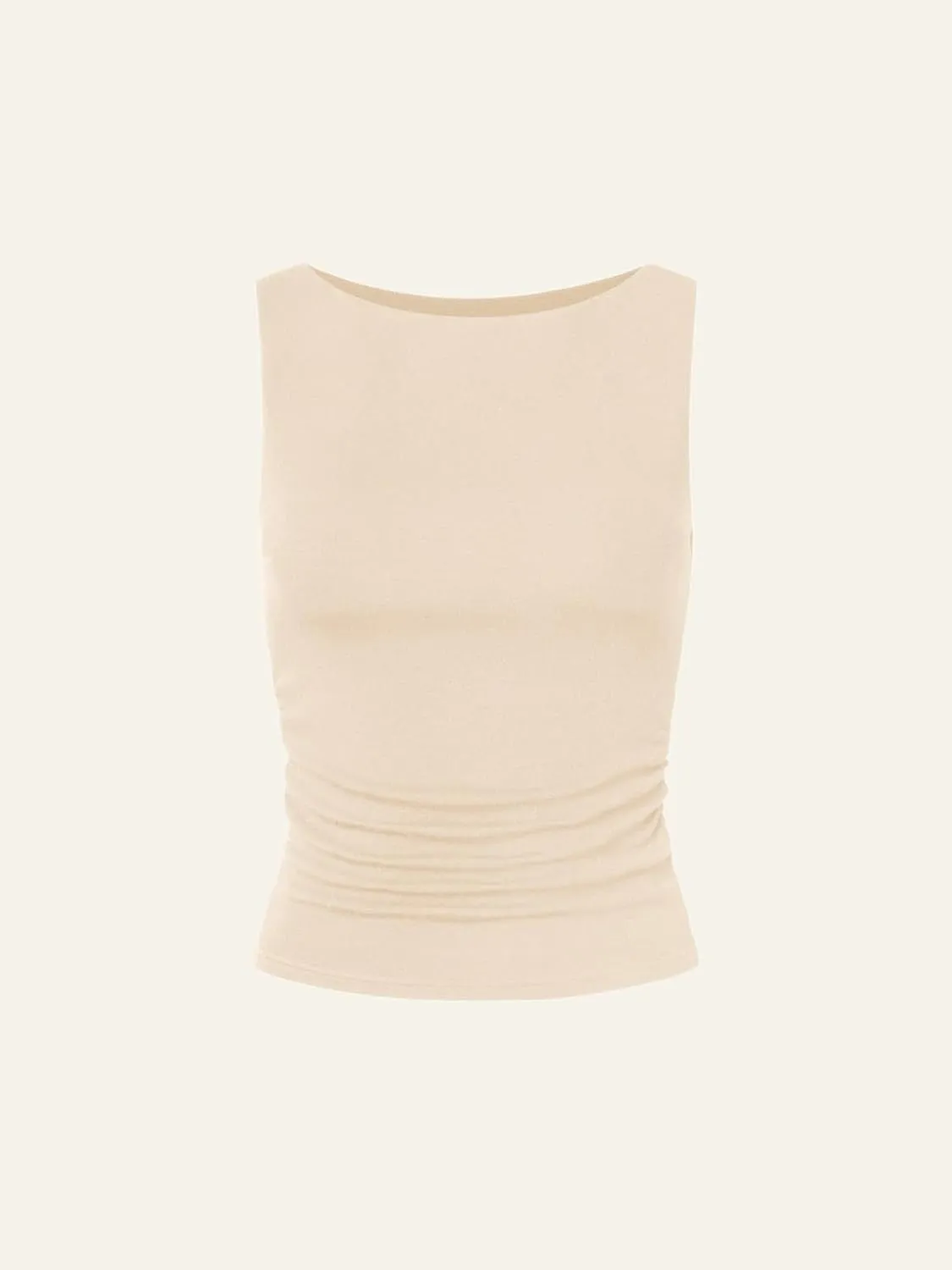 Cicy Bell Womens Boat Neck Tank Tops Summer Tight Ruched Sleeveless Shirts