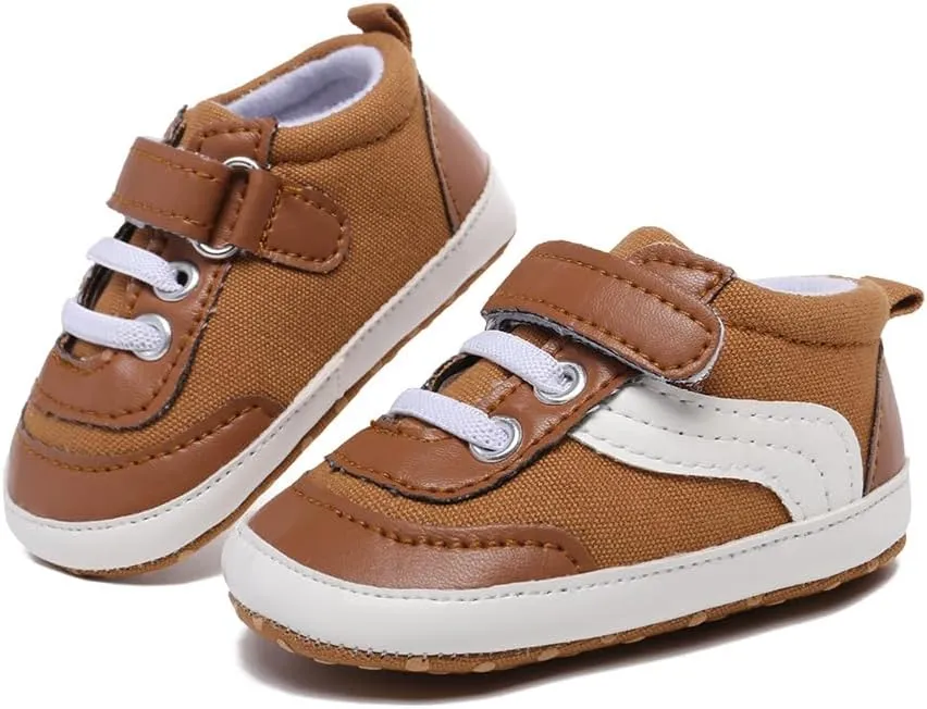 Clowora Unsex Baby Boys Girls Canvas First Walkers Shoes,Newborn Infant Non Slip Soft Sole Crib Casual Sneaker