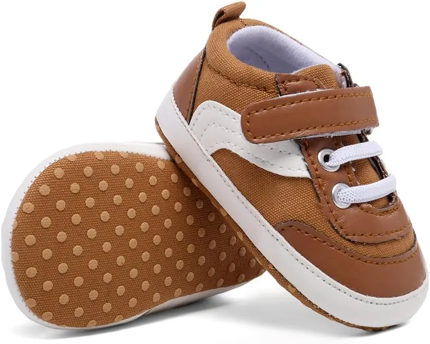 Clowora Unsex Baby Boys Girls Canvas First Walkers Shoes,Newborn Infant Non Slip Soft Sole Crib Casual Sneaker