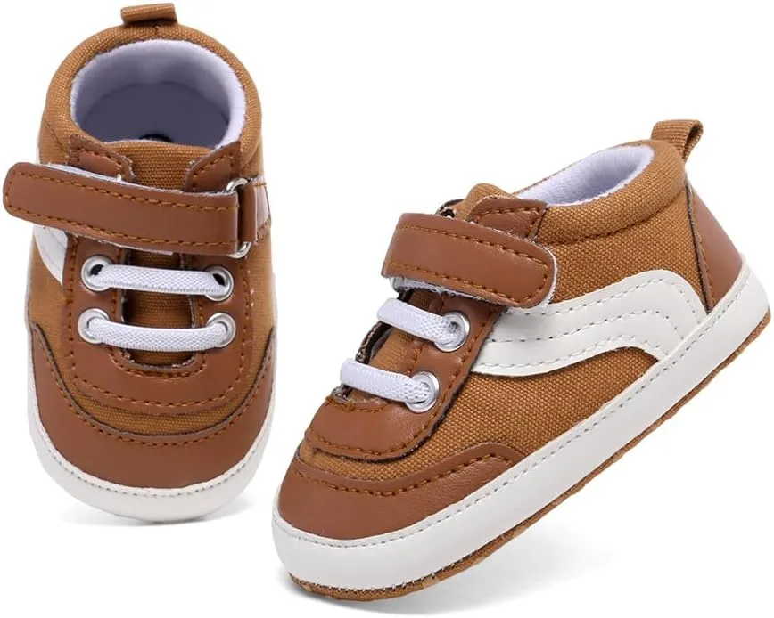 Clowora Unsex Baby Boys Girls Canvas First Walkers Shoes,Newborn Infant Non Slip Soft Sole Crib Casual Sneaker