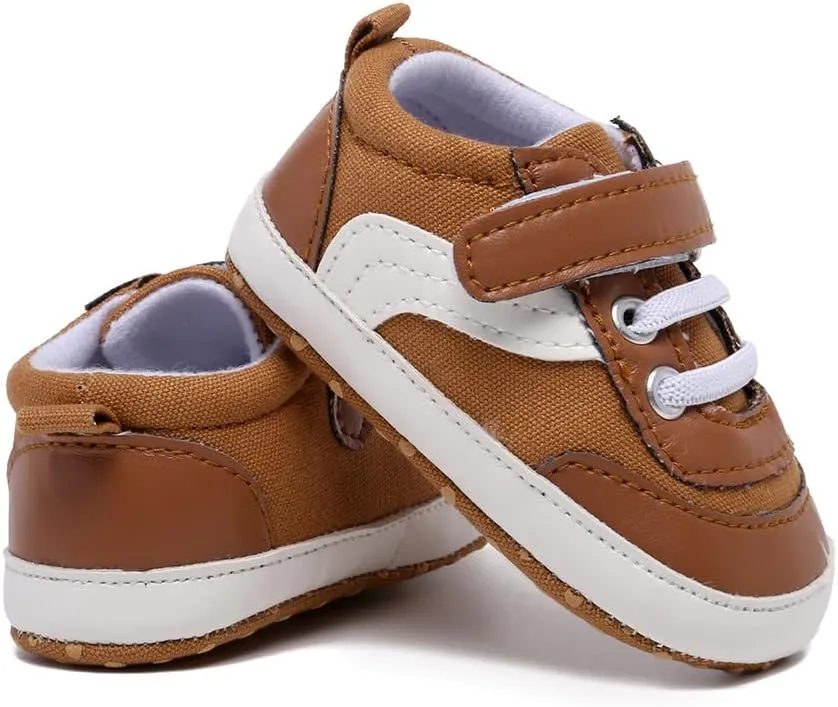 Clowora Unsex Baby Boys Girls Canvas First Walkers Shoes,Newborn Infant Non Slip Soft Sole Crib Casual Sneaker
