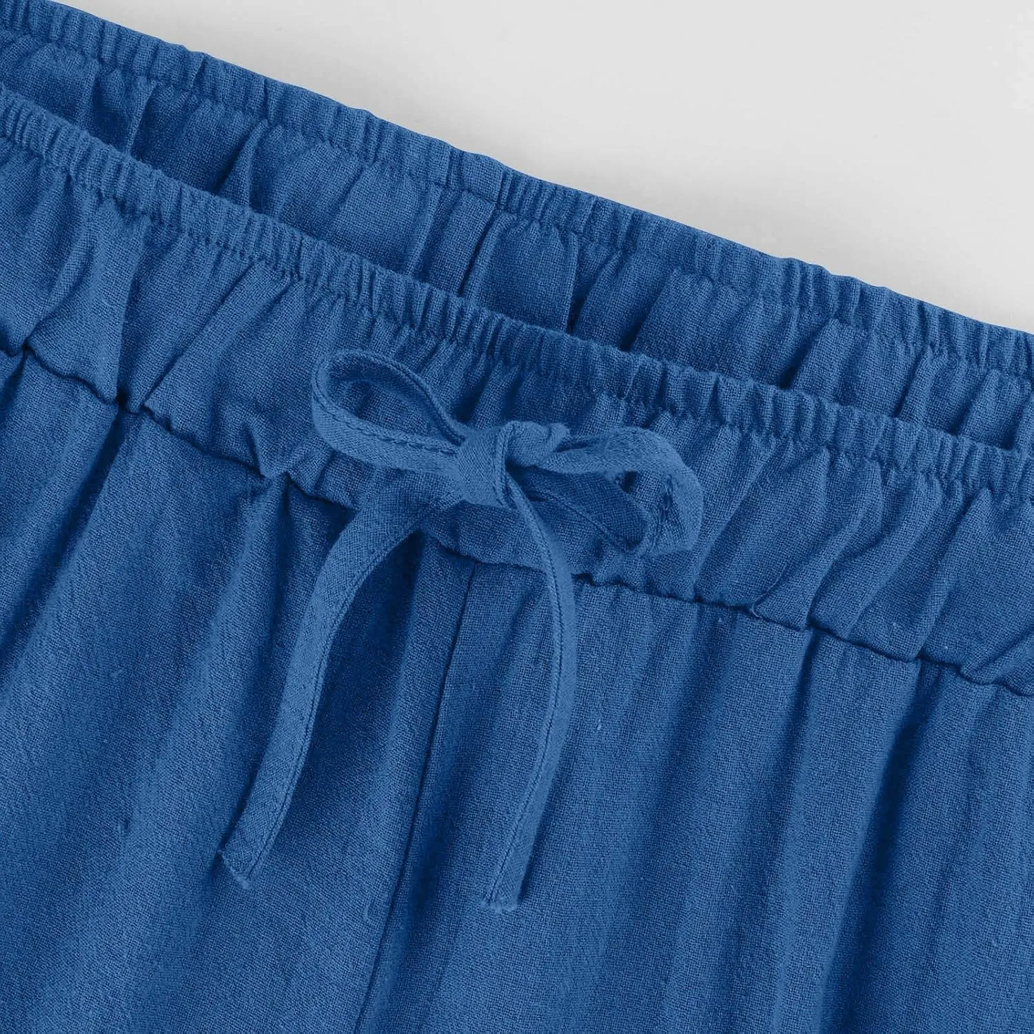 Cotton Linen Pants for Women Summer Lounge Drawstring Elastic Waist Trousers 2025 Casual Comfy Wide Leg Cropped Pants