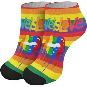 Cotton Socks Athletic Socks Girls No Show Liner Sock Cute LOVE IS LOVE LOGBTQ Sock