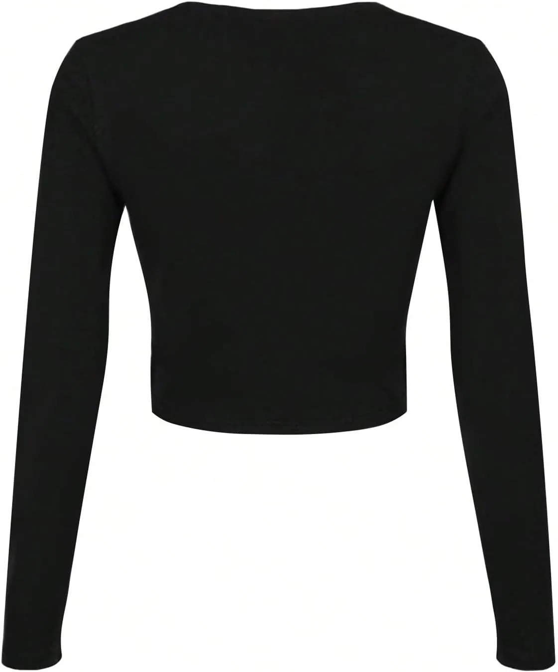 COZYEASE Women's Y2K Goth Graphic Tees Notch V Neck Long Sleeve Crop Tops Slim Fit Vintage T Shirt