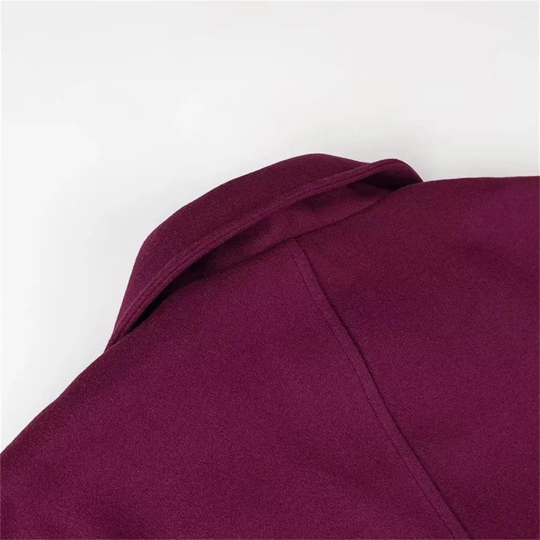 Disimlarl Women Long Woolen Coat With Collar Button Decoration Overcoat Long Sleeve Suit Collar Outwear