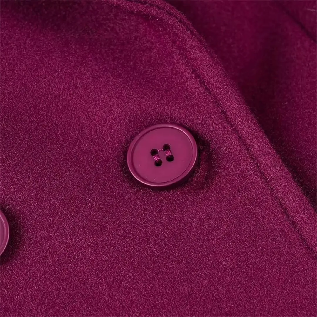 Disimlarl Women Long Woolen Coat With Collar Button Decoration Overcoat Long Sleeve Suit Collar Outwear