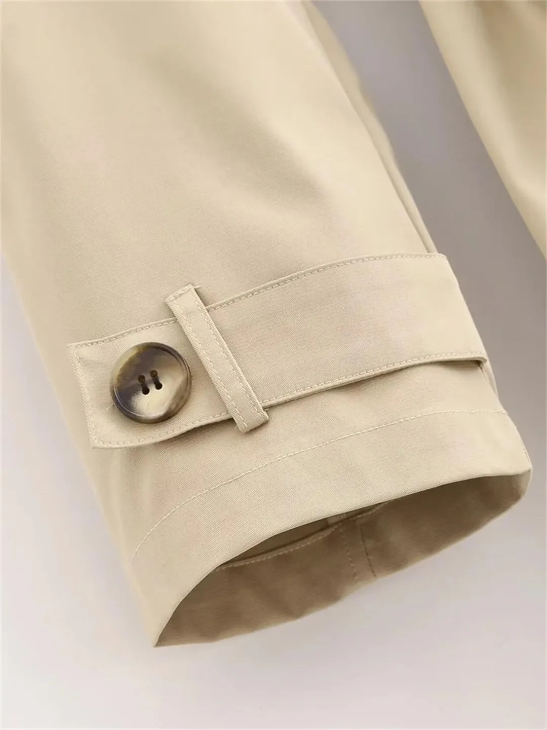Disimlarl Women Loose With Belt Coat Medium Length Double Breasted Overcoat Solid Notched Collar Outwear