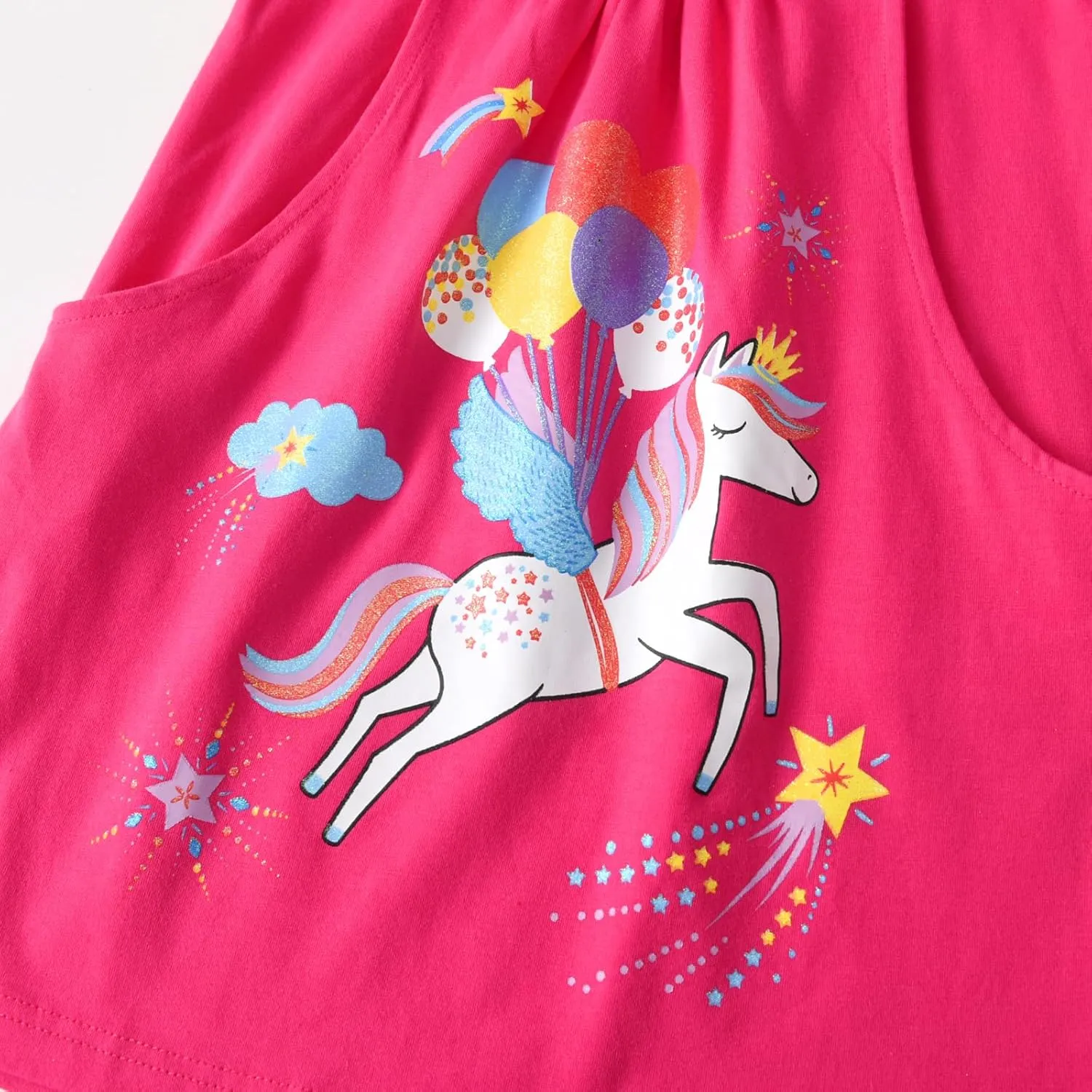 DXTON Toddler Girls Dresses Easter Rainbow Short Sleeve Cotton Casual Summer Birthday School Sundress