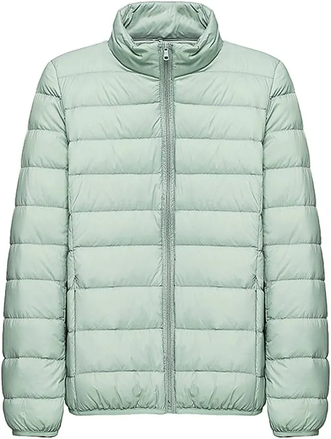 Fjnbbiot Women's Hiking Down Jacket Ultra Light Portable Duck Down Thermal Winter Coats Outdoor Camping Waterproof Puffer Jacket White XL