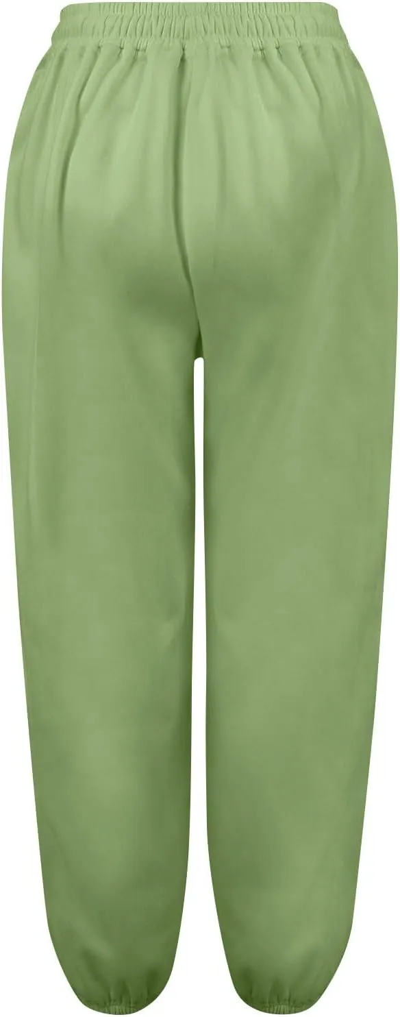 Fleece Lined Joggers Women Drawstring Straight Leg Baggy Sweatpants Warm Thermal Lounge Cotton Joggers with Pockets