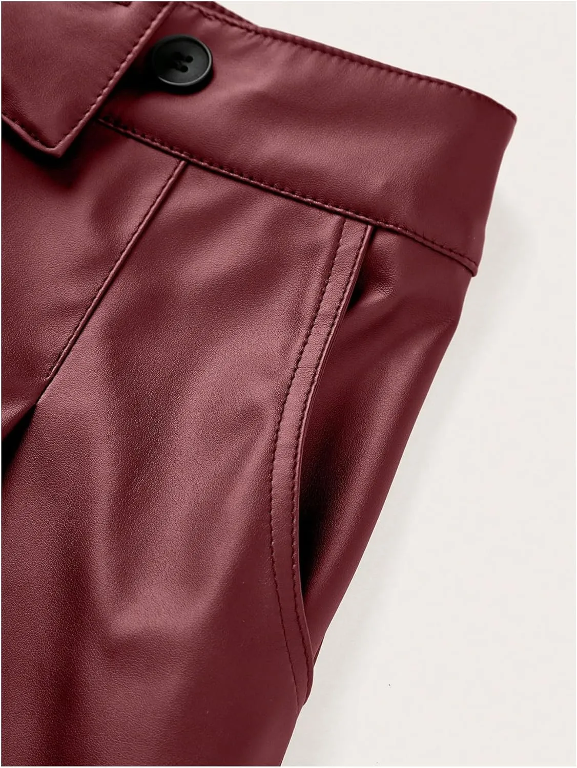 Floerns Women's PU Leather Straight Leg Mini Shorts Asymmetrical High Waisted Shorts
