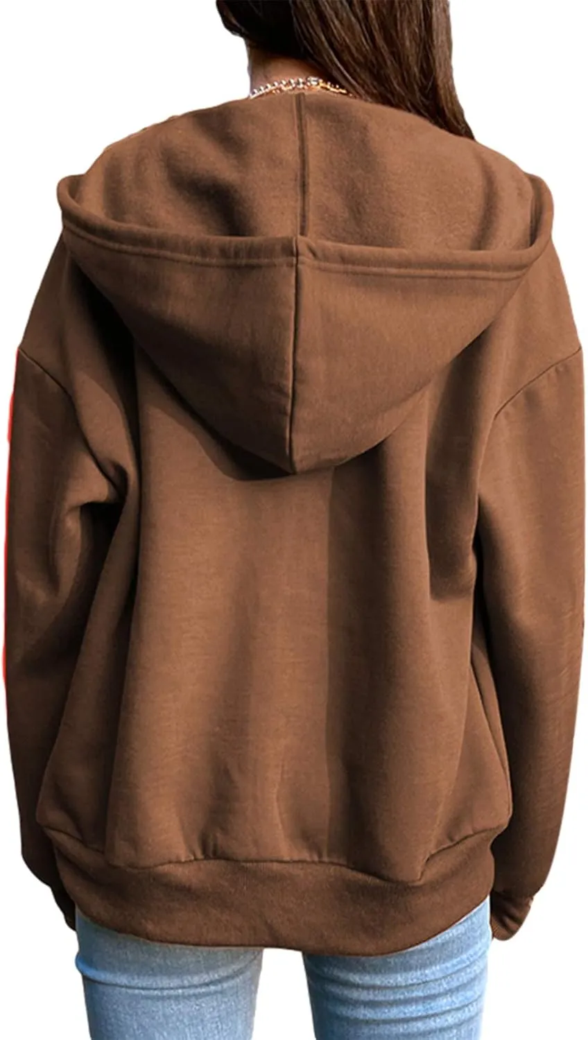 FOMOYUU Women Oversized Zip Up Hoodie Vintage Graphic Print Long Sleeve Hooded Sweatshirt Goth Punk Pullover Jacket Coat