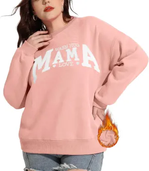 FOREYOND Plus Size Fleece Sweatshirts for Women Crewneck Cotton Pullover Sweat Shirts Casual Thermal Long Sleeve Tops