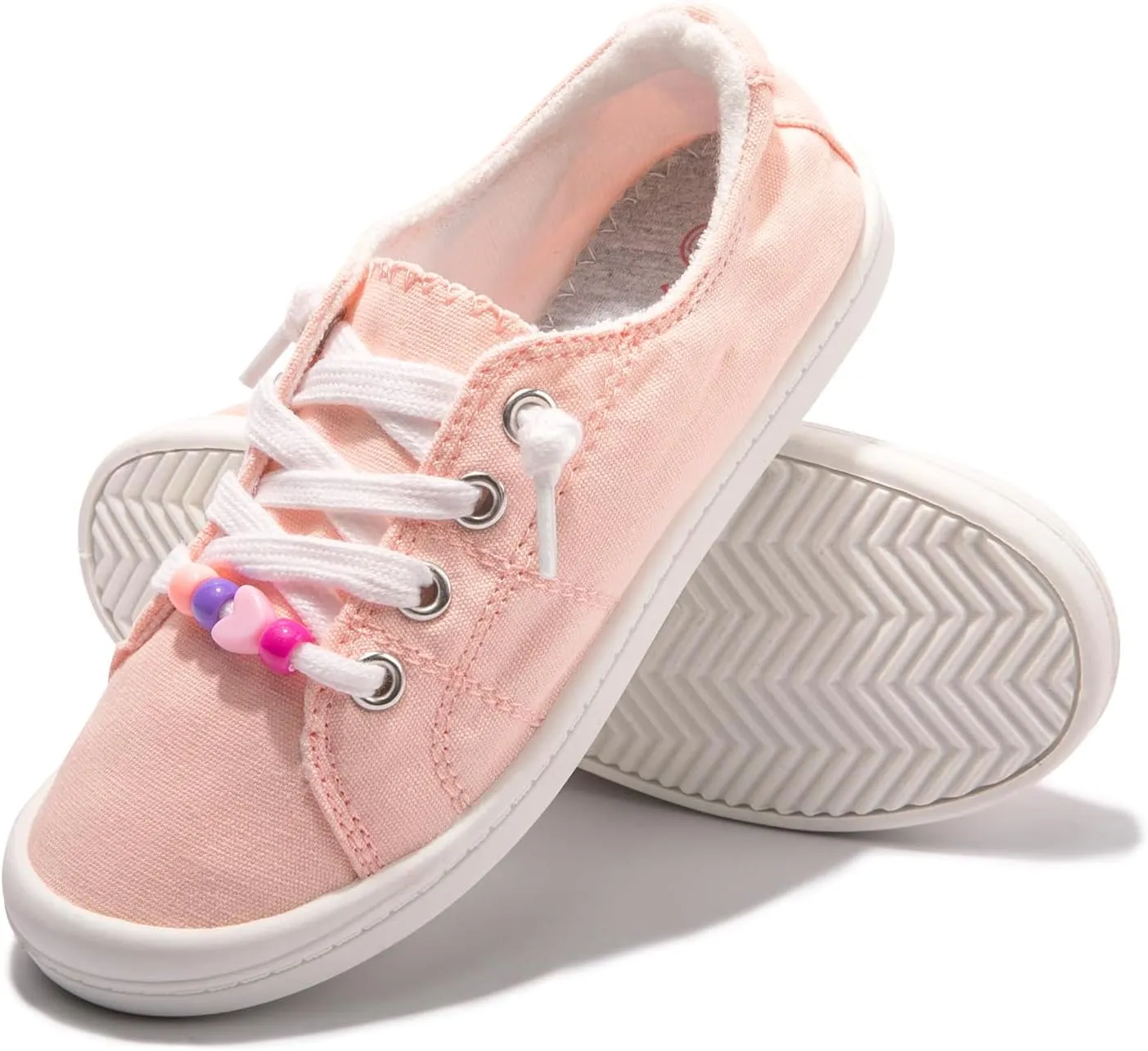 FUNKYMONKEY Girls Canvas Sneakers Lace up Lightweight Casual School Shoes for Toddler/Little Kids