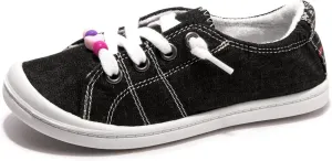 FUNKYMONKEY Girls Canvas Sneakers Lace up Lightweight Casual School Shoes for Toddler/Little Kids