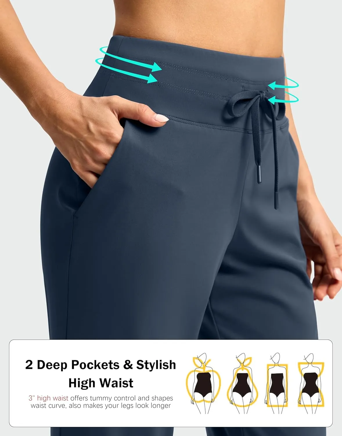 G Gradual Women's Pants High Waisted Ankle Pants 2 Pockets 7/8 Sweatpants for Golf Athletic Travel Casual Lounge