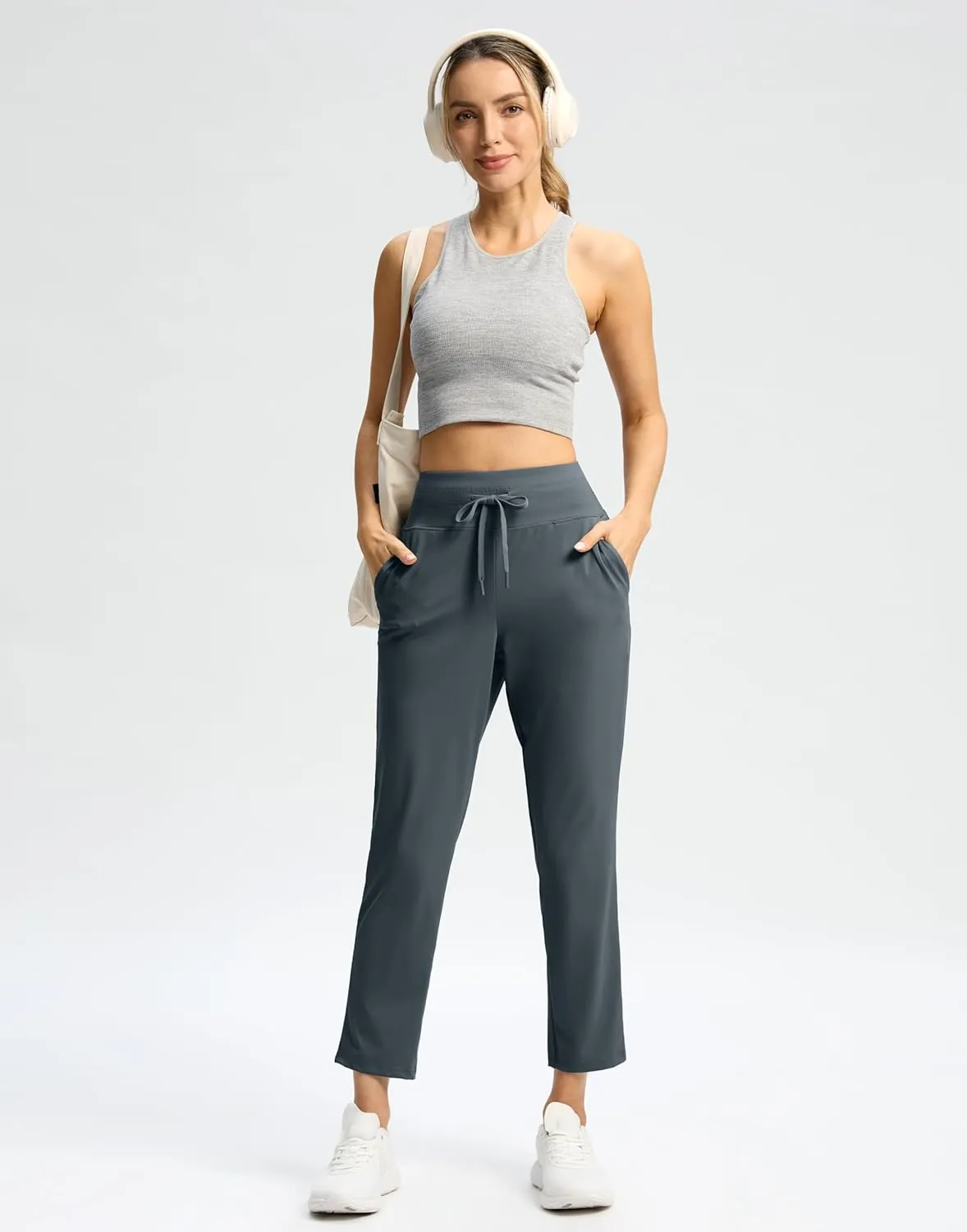 G Gradual Women's Pants High Waisted Ankle Pants 2 Pockets 7/8 Sweatpants for Golf Athletic Travel Casual Lounge