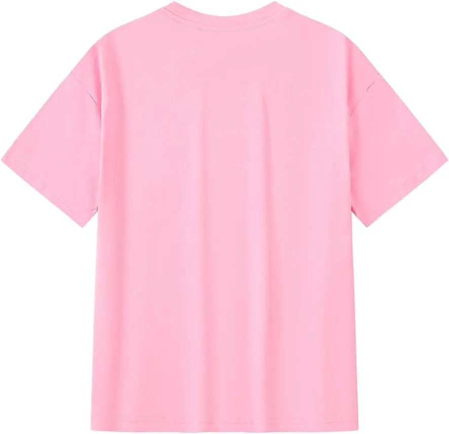 Girl's Car Letter Graphic Print Round Neck Short Sleeve Tee Summer Casual T Shirt Graphics Tee Shirt