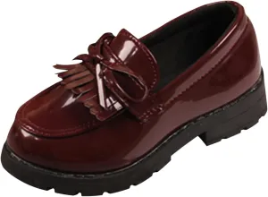 Girls Slip On Leather Loafer Tassel Bow School Dress Shoes for Girls Boys Shoes Size 9