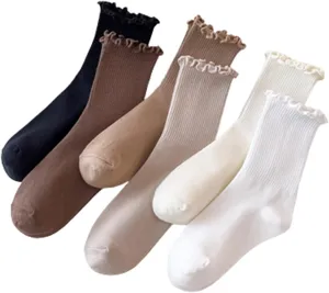 GuaziV Women's Ruffle Socks, Womens Fun Novelty Crew Colorful Fashion Casual Socks