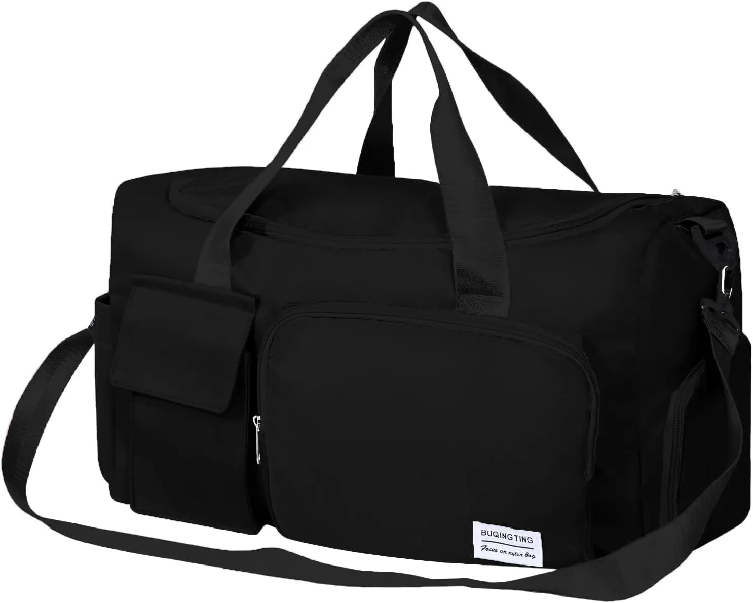 Gym Bag for Women, Duffle Bag with Wet Pocket & Shoes Compartment, Waterproof Carry On Sport Bag, Tote for Workout, Travel, Weekender, Black, Casual